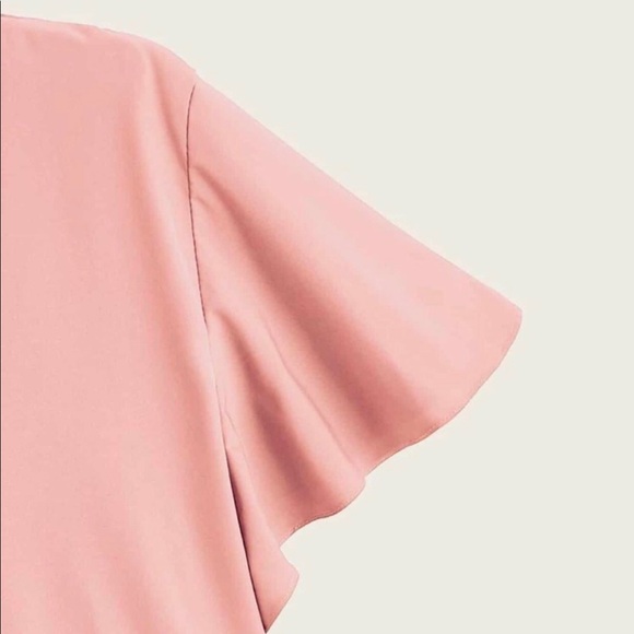 Pink Button Ruffle Hem Blouse - Picture 3 of 4